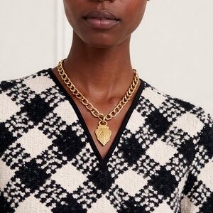 Vintage Gucci Knight Crest Shield Charm Gold Tone Keychain Pendant